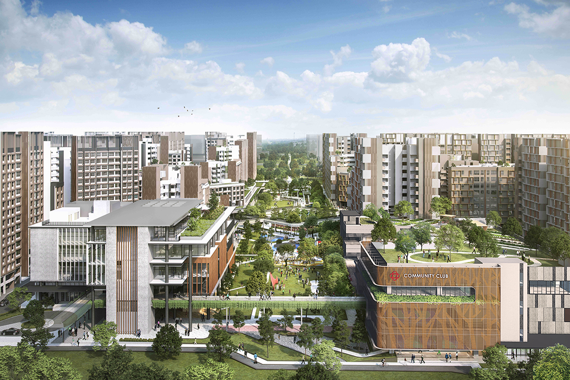 Tengah Plantation Farmway S The 40 metre-wide and 700 metre-long Plantation Farmway is designed to be the district’s main social-communal spine.<br>(Perspective for illustration purposes only. Actual design may differ)