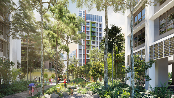 Tengah Rainforest Walk Rainforest Walk weaving through Parc Residences @ Tengah Build-to-Order (BTO) Project.
